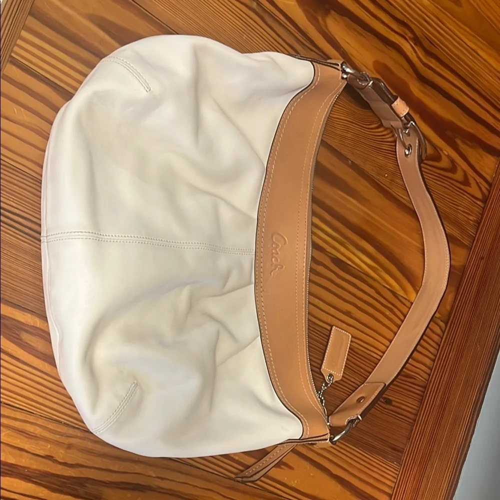 Coach White and Tan Hobo Bag with Crescent Shape - Picture 5 of 16